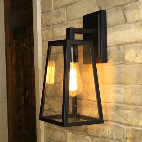 Contemporary Box Black Metal Outdoor Mini Wall Sconce Image - 1