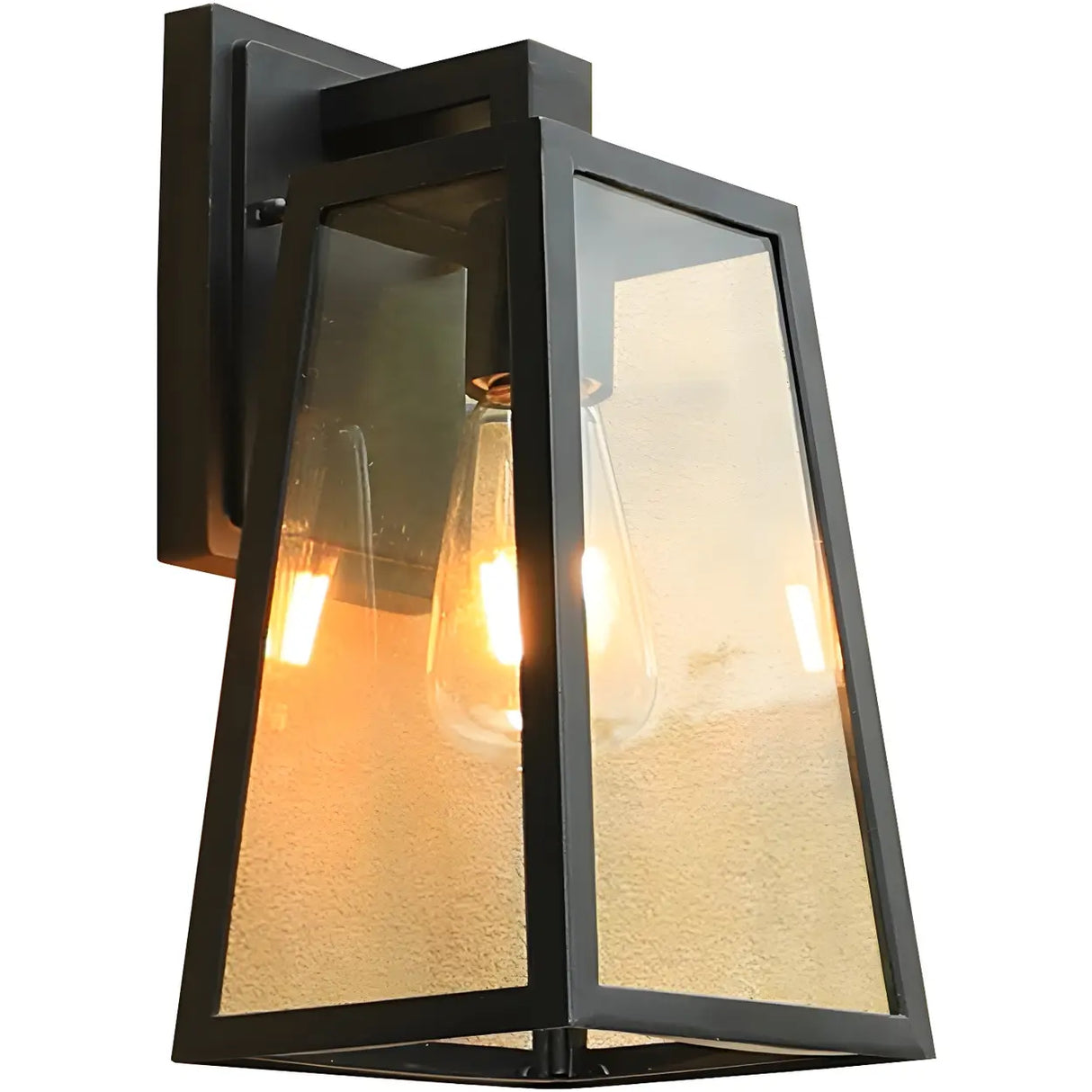 Contemporary Box Black Metal Outdoor Mini Wall Sconce Image - 5