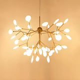 Contemporary Branch Leaf Gold Dining Room Pendant Chandelier Image - 3