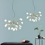 Contemporary Branch Leaf Gold Dining Room Pendant Chandelier Image - 4