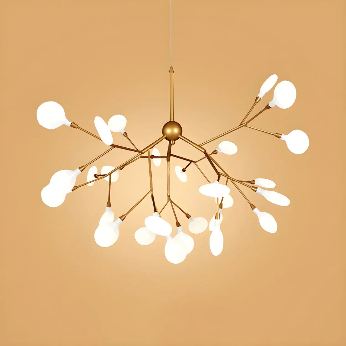 Contemporary Branch Leaf Gold Dining Room Pendant Chandelier Image - 5