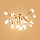 Contemporary Branch Leaf Gold Dining Room Pendant Chandelier Image - 5