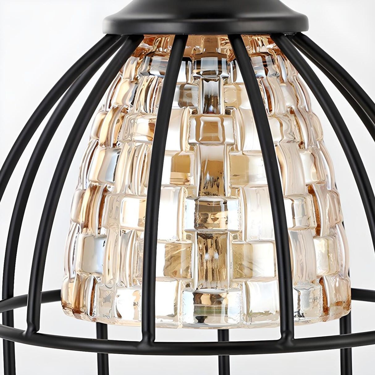 Contemporary Cage Design Geometric Metal Table Lamp Image - 10