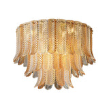 Contemporary Cascade Leaf Amber Glass Flush Mount Light Image - 10