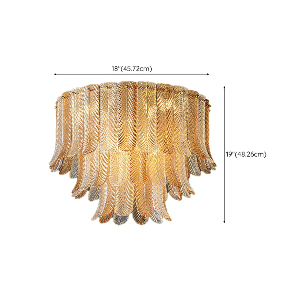 Contemporary Cascade Leaf Amber Glass Flush Mount Light 