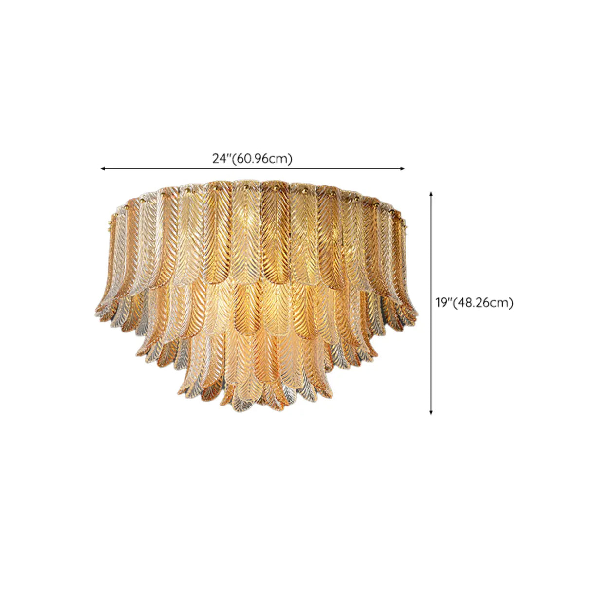 Contemporary Cascade Leaf Amber Glass Flush Mount Light Image - 16