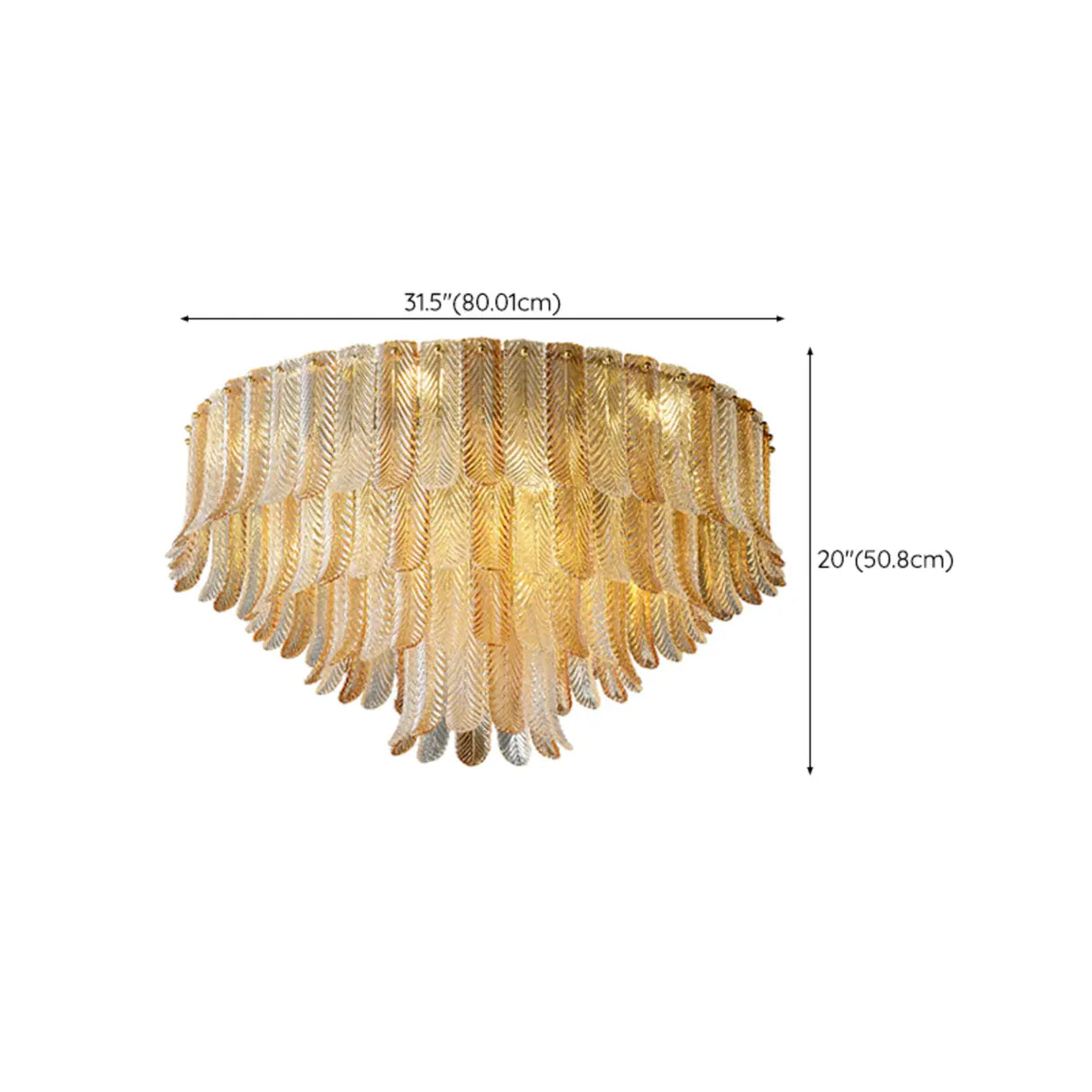 Contemporary Cascade Leaf Amber Glass Flush Mount Light Image - 17