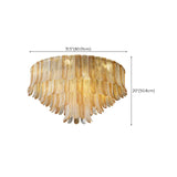 Contemporary Cascade Leaf Amber Glass Flush Mount Light Image - 17