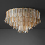 Contemporary Cascade Leaf Amber Glass Flush Mount Light Image - 8