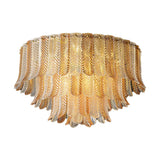 Contemporary Cascade Leaf Amber Glass Flush Mount Light Image - 9