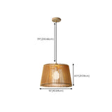 Contemporary Cast Iron Wooden Slatted Pendant Light Image - 15