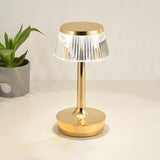 Contemporary Chic Geometric Wood Base Metal Table Lamp Image - 10