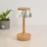 Contemporary Chic Geometric Wood Base Metal Table Lamp Image - 3