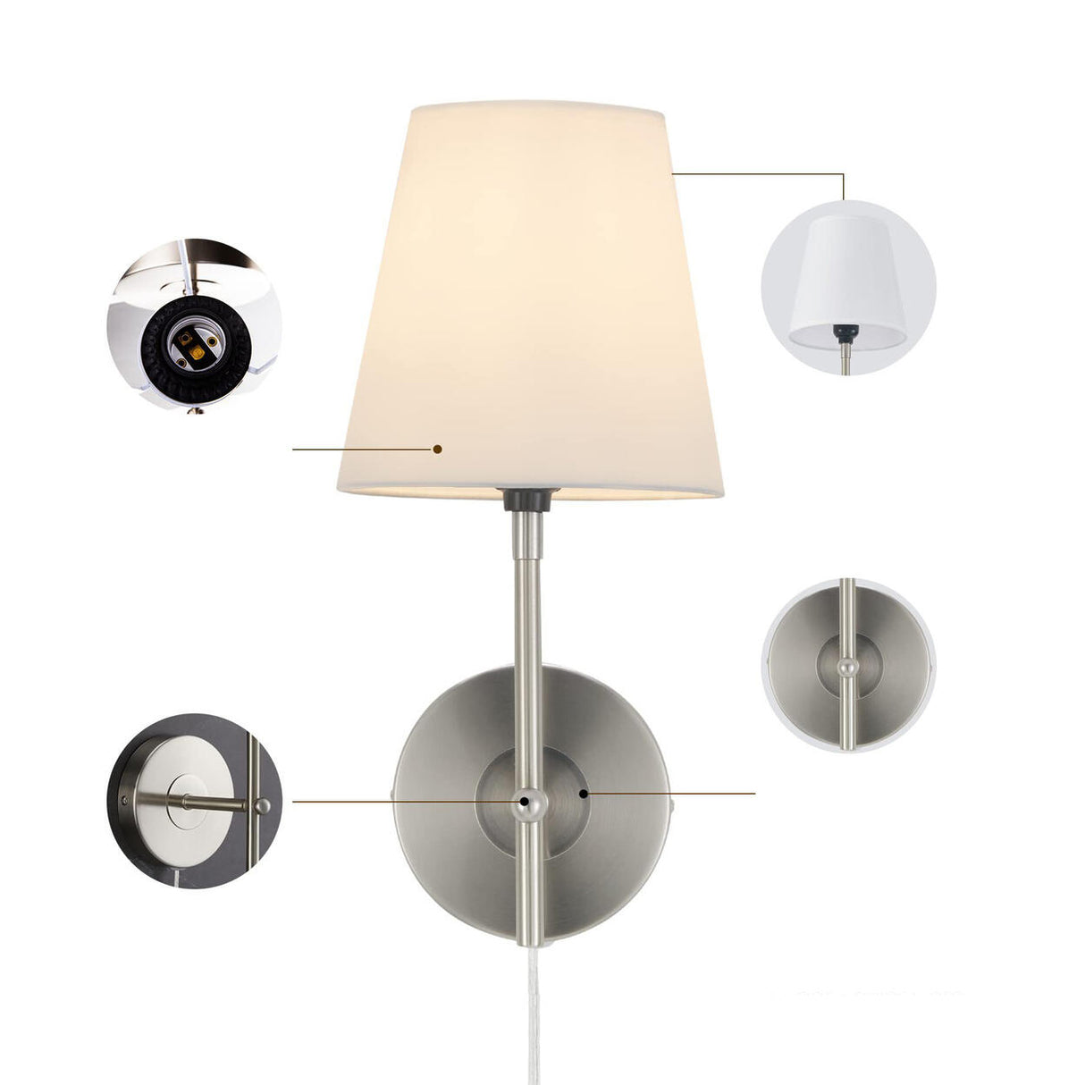 Contemporary Chrome Cylinder Bedroom Wall Sconce Image - 14