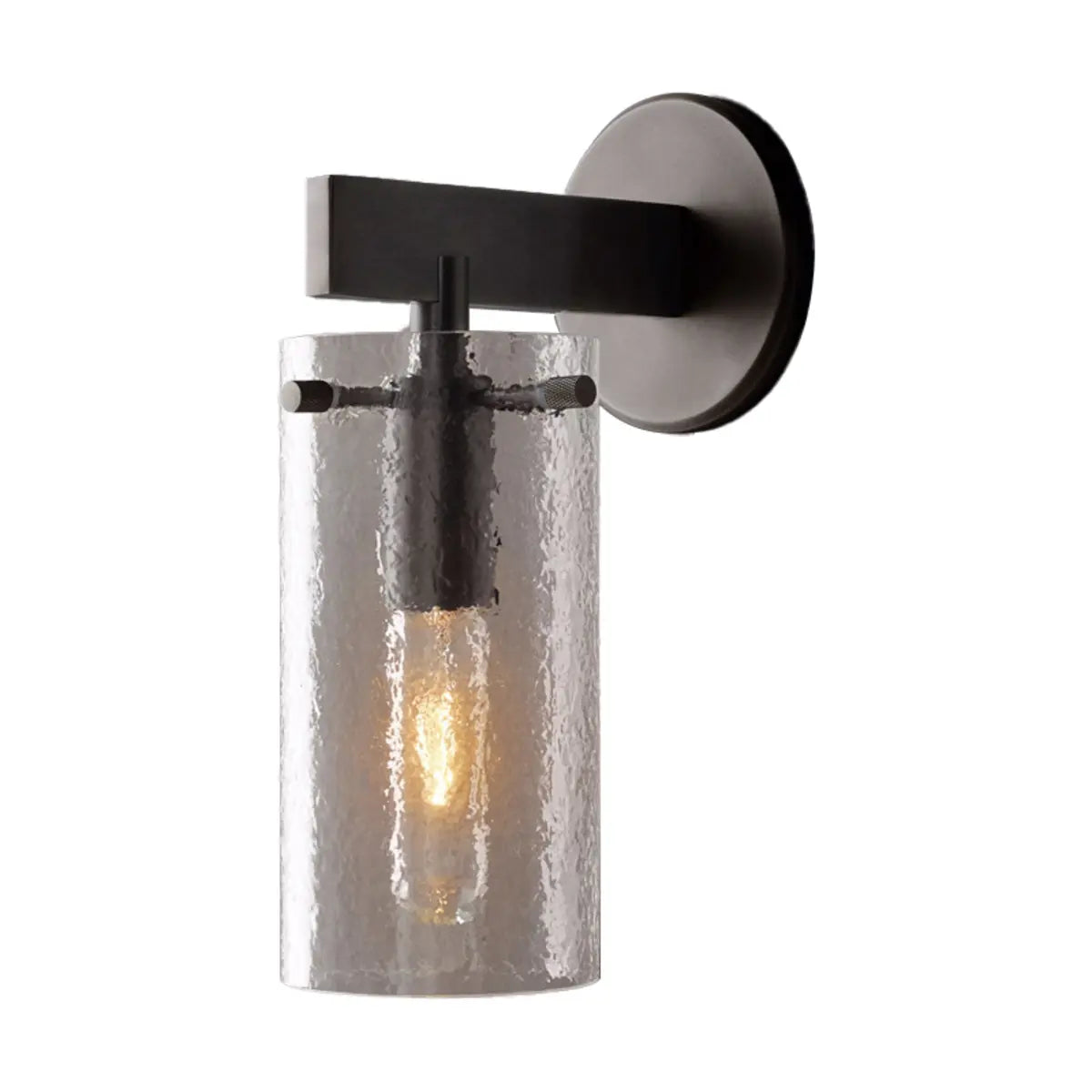 Contemporary Chrome Glass Cylinder Wall Sconce Image - 10