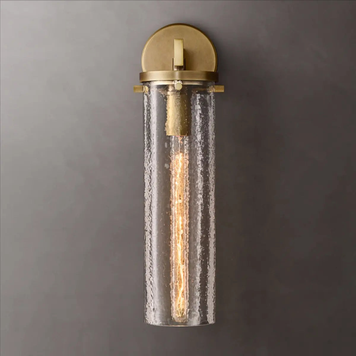 Contemporary Chrome Glass Cylinder Wall Sconce Image - 11