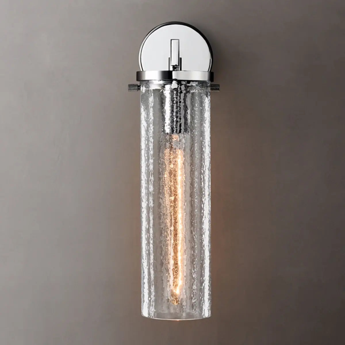 Contemporary Chrome Glass Cylinder Wall Sconce Image - 13