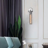 Contemporary Chrome Glass Cylinder Wall Sconce Image - 4