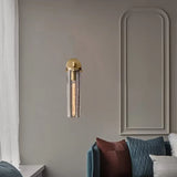 Contemporary Chrome Glass Cylinder Wall Sconce Image - 5