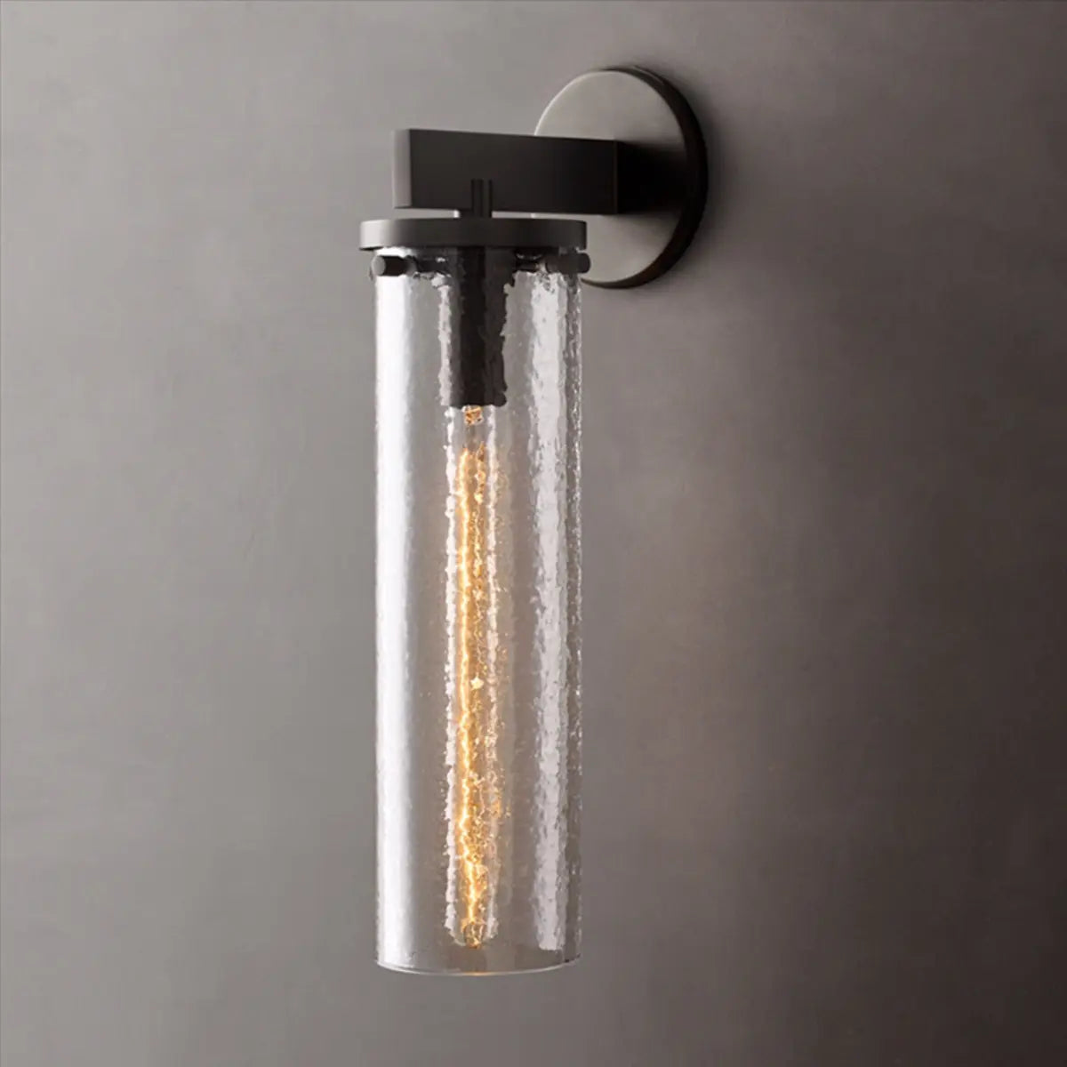 Contemporary Chrome Glass Cylinder Wall Sconce Image - 7