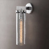 Contemporary Chrome Glass Cylinder Wall Sconce Image - 9