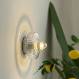 Contemporary Chrome Ribbed Glass Shade Wall Sconce Image - 1