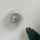 Contemporary Chrome Ribbed Glass Shade Wall Sconce Image - 14