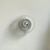 Contemporary Chrome Ribbed Glass Shade Wall Sconce Image - 7