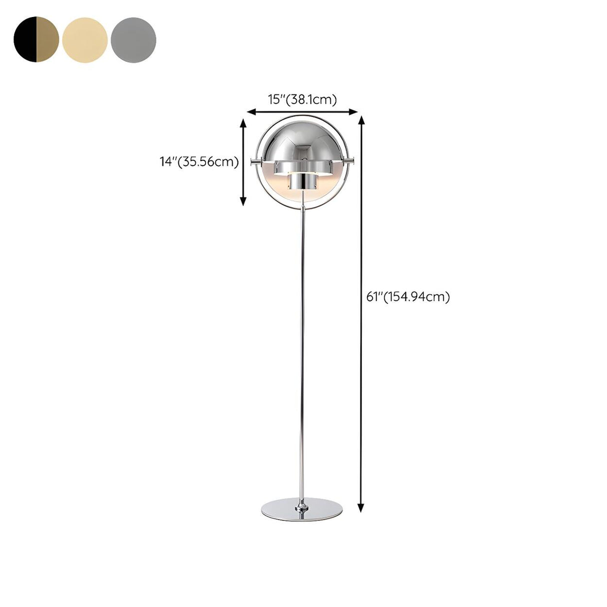 Contemporary Chrome Sphere Metal LED Floor Lamp 