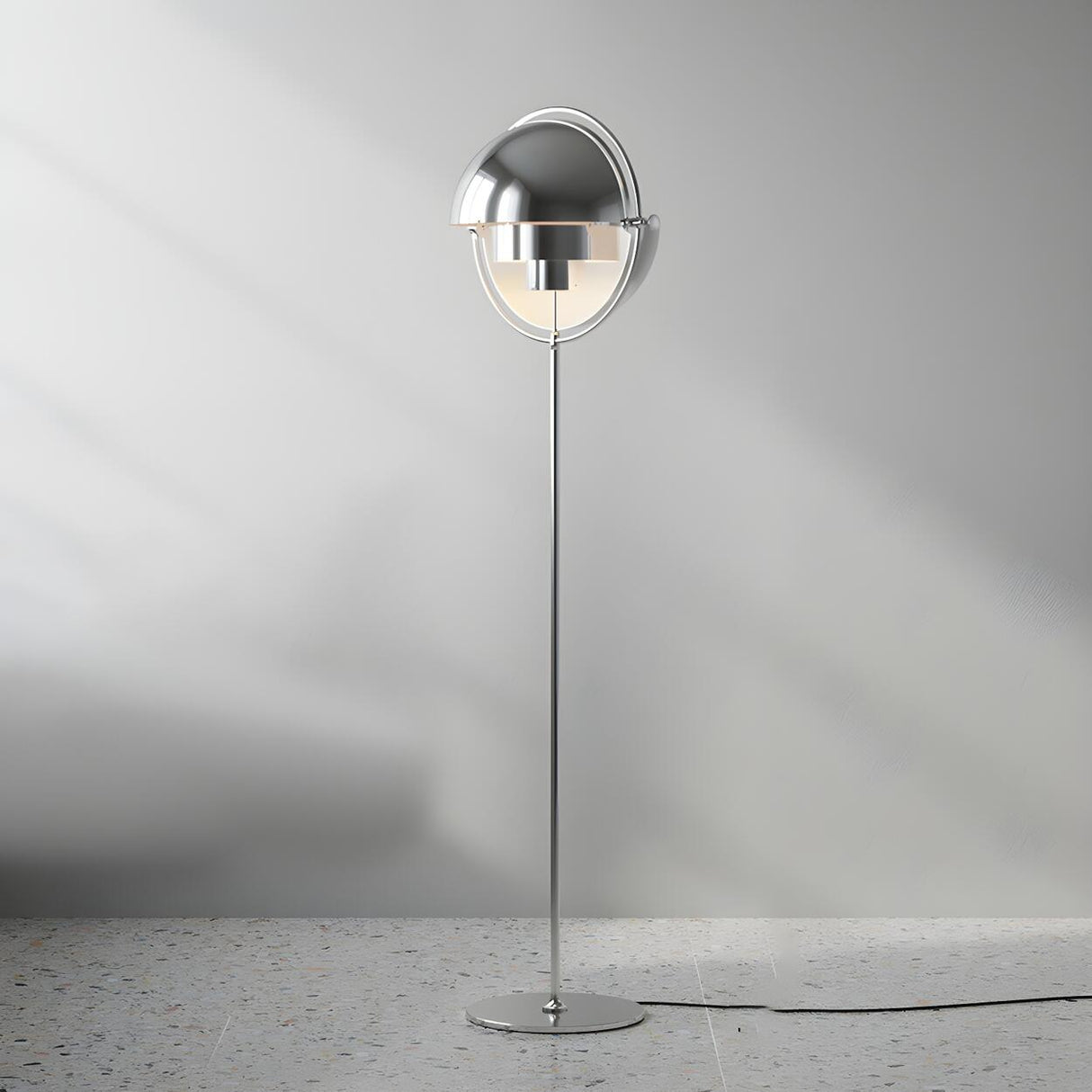 Contemporary Chrome Sphere Metal LED Floor Lamp Image - 6