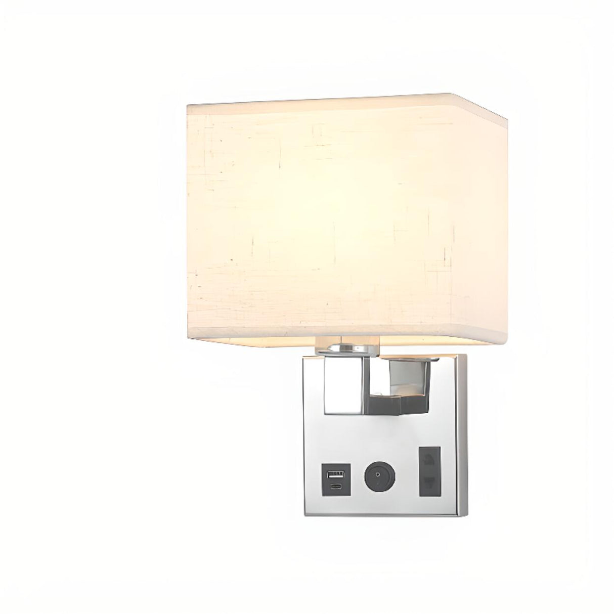 Contemporary Chrome Wall Sconce with USB Charging Ports Image - 14