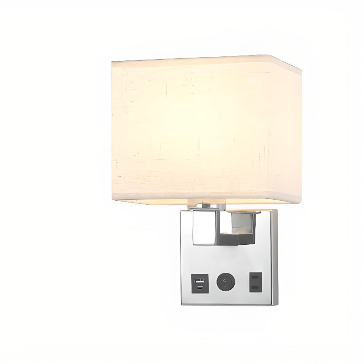 Contemporary Chrome Wall Sconce with USB Charging Ports Image - 15