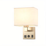 Contemporary Chrome Wall Sconce with USB Charging Ports Image - 17