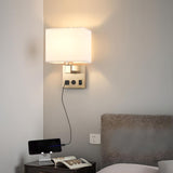 Contemporary Chrome Wall Sconce with USB Charging Ports Image - 2