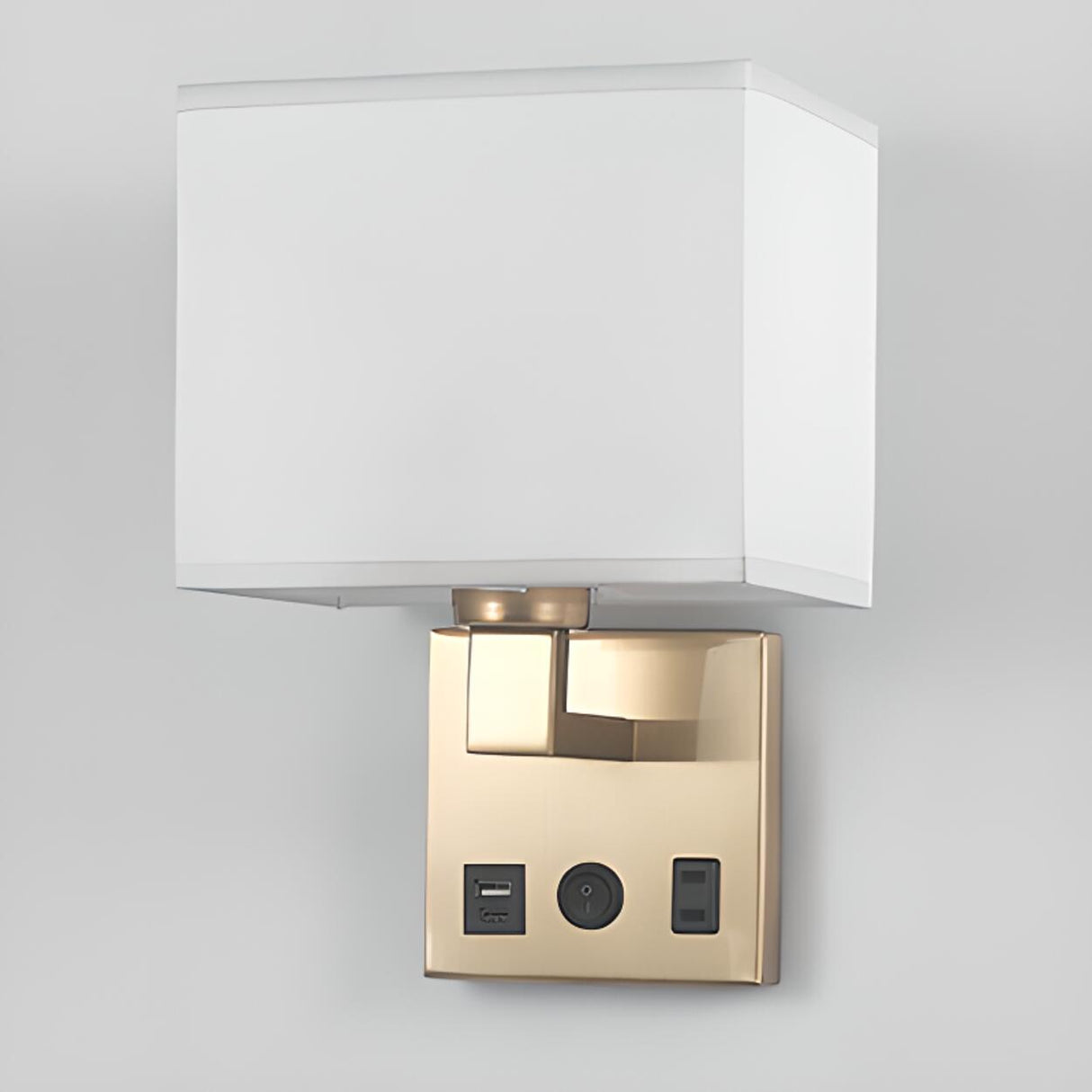 Contemporary Chrome Wall Sconce with USB Charging Ports Image - 20