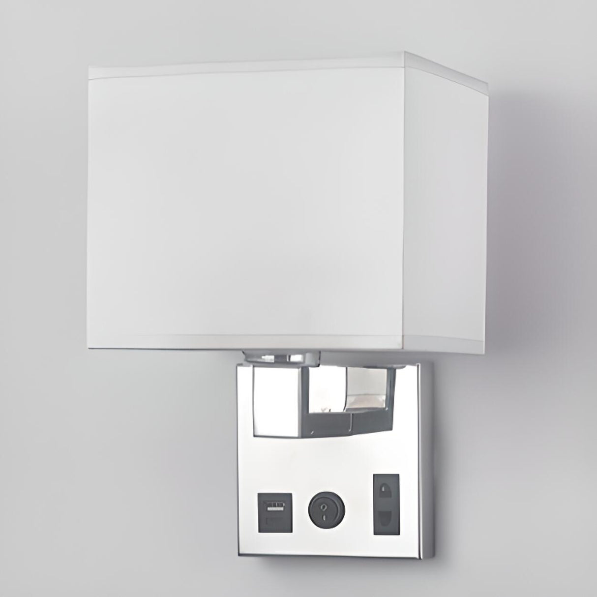 Contemporary Chrome Wall Sconce with USB Charging Ports Image - 22