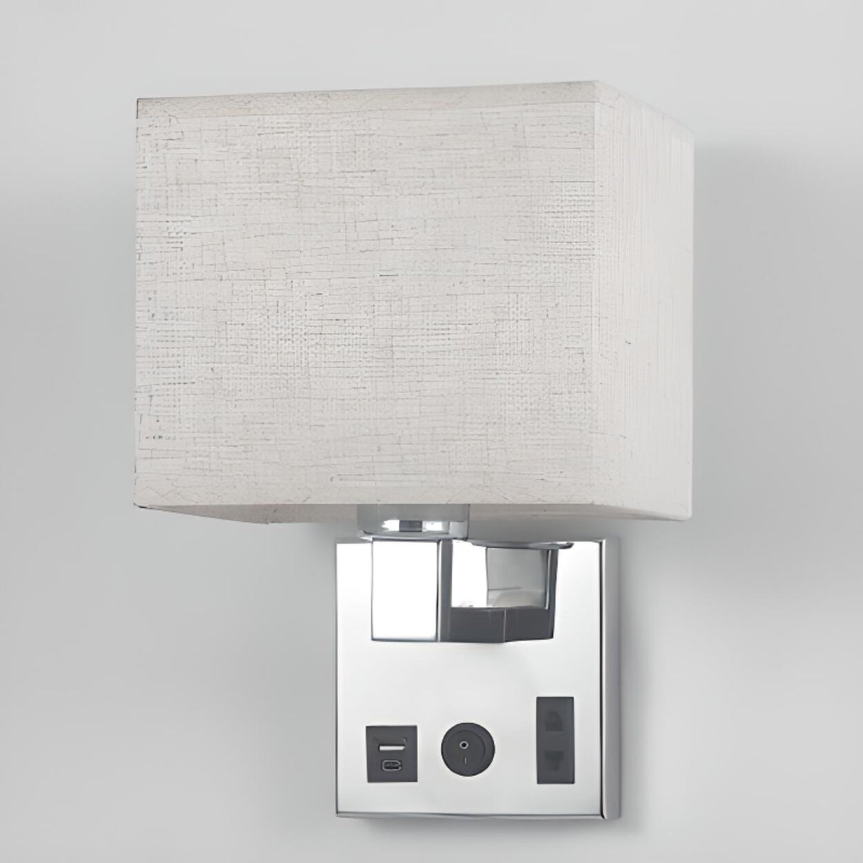 Contemporary Chrome Wall Sconce with USB Charging Ports Image - 23