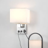 Contemporary Chrome Wall Sconce with USB Charging Ports Image - 3