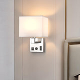 Contemporary Chrome Wall Sconce with USB Charging Ports Image - 4