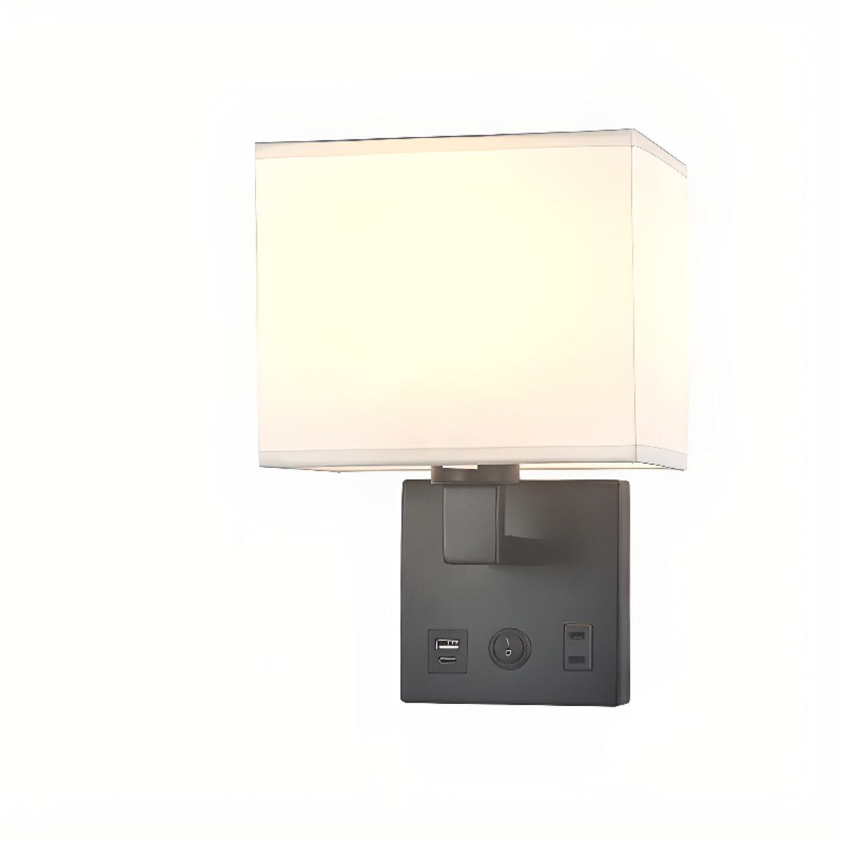 Contemporary Chrome Wall Sconce with USB Charging Ports Image - 7