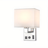 Contemporary Chrome Wall Sconce with USB Charging Ports Image - 8