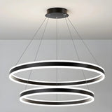 Contemporary Circle Acrylic Living Room Black Chandelier Image - 2