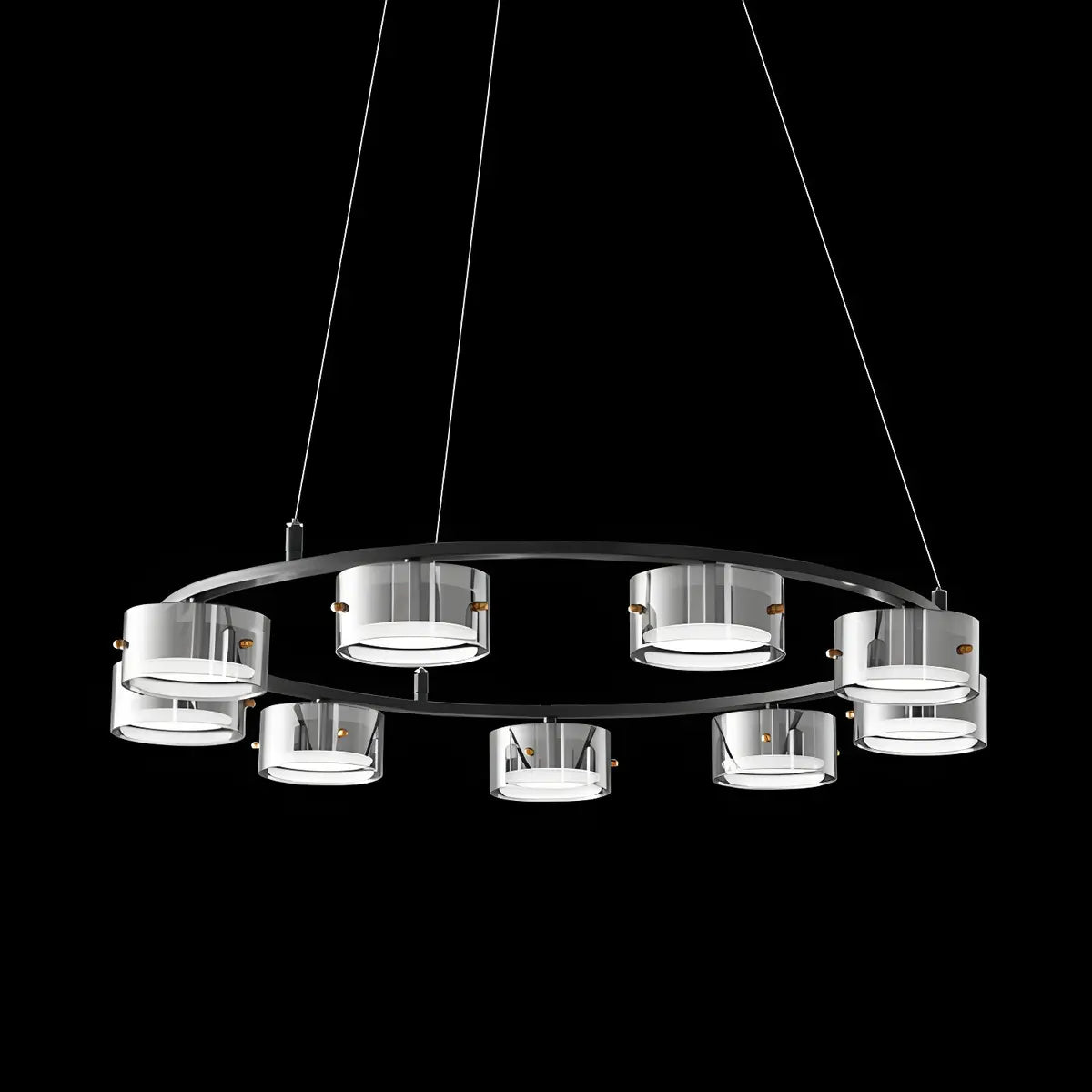 Contemporary Circle Cylinder Living Room Black Chandelier Image - 11