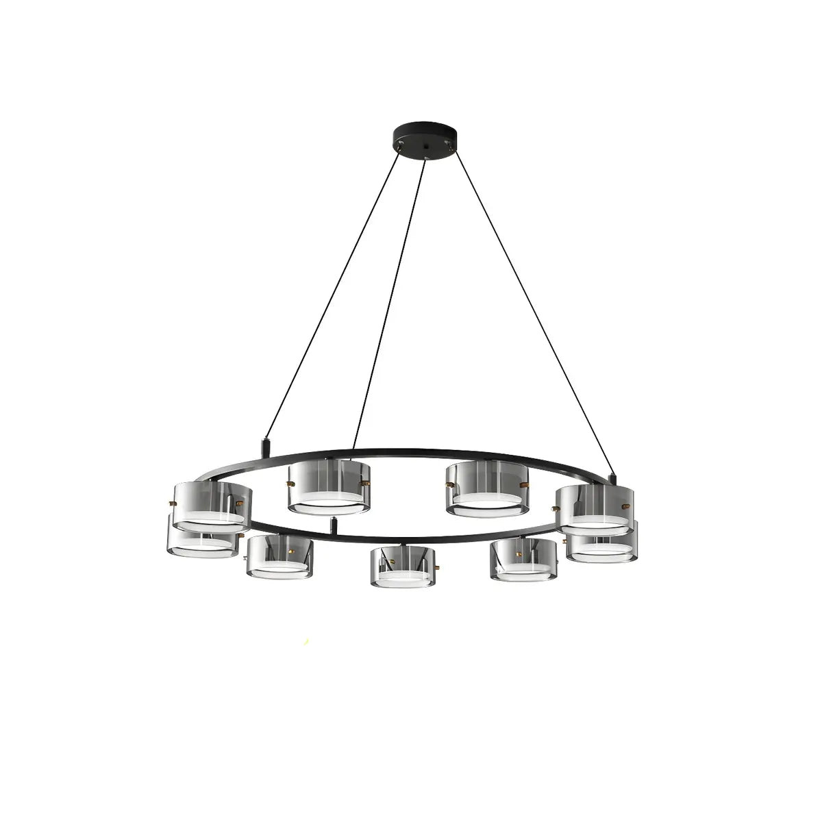 Contemporary Circle Cylinder Living Room Black Chandelier Image - 3