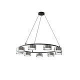 Contemporary Circle Cylinder Living Room Black Chandelier Image - 3