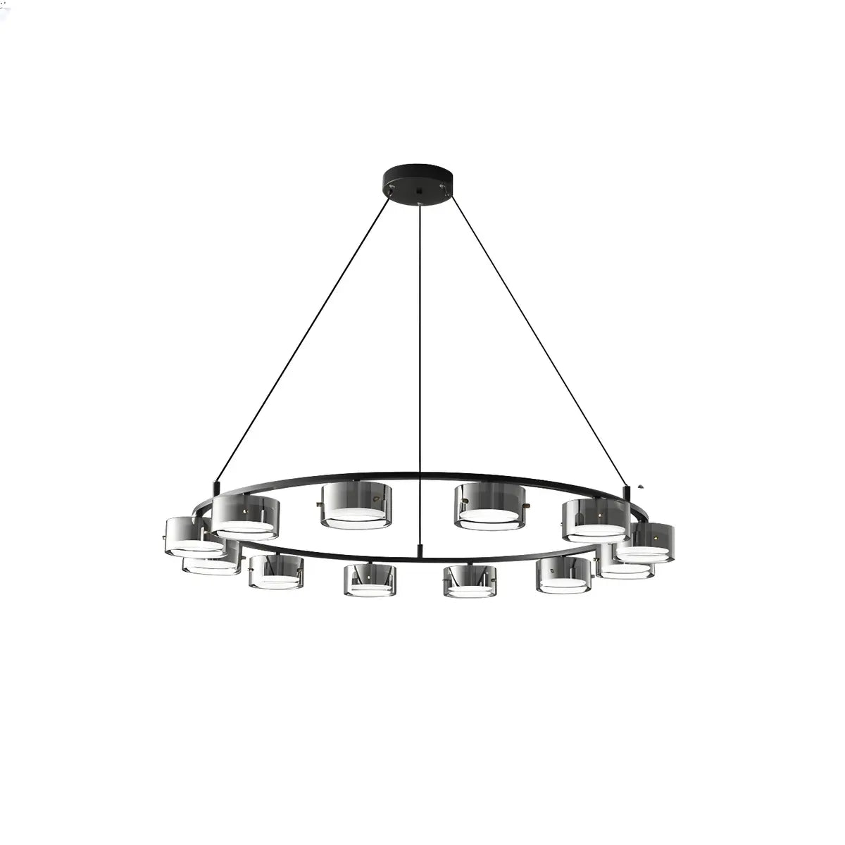 Contemporary Circle Cylinder Living Room Black Chandelier Image - 5