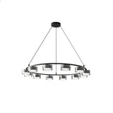 Contemporary Circle Cylinder Living Room Black Chandelier Image - 5