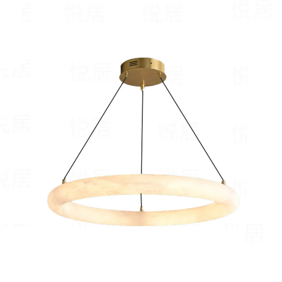 Contemporary Circular Alabaster Dining Room Chandelier Image - 2