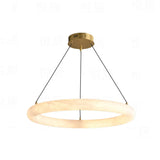 Contemporary Circular Alabaster Dining Room Chandelier Image - 2