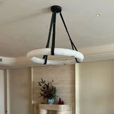 Contemporary Circular Alabaster Dining Room Chandelier Image - 3